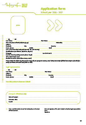 Application form